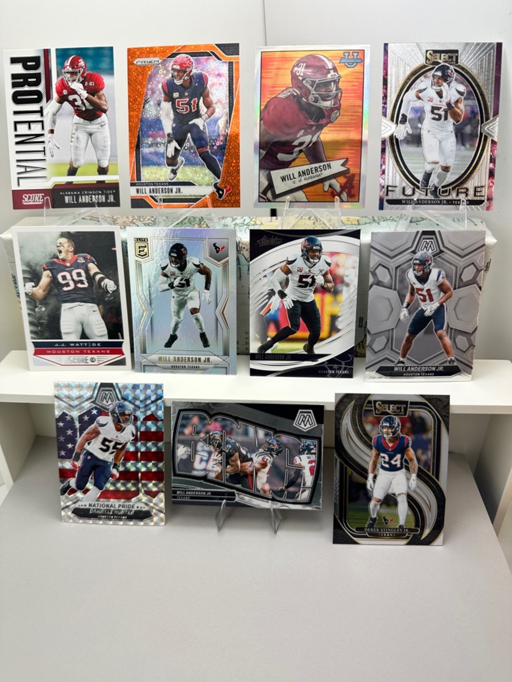 Will Anderson Jr. Texans lot of 11 w/ 2 Rookies & Hunter, Stingley Jr. & Watt